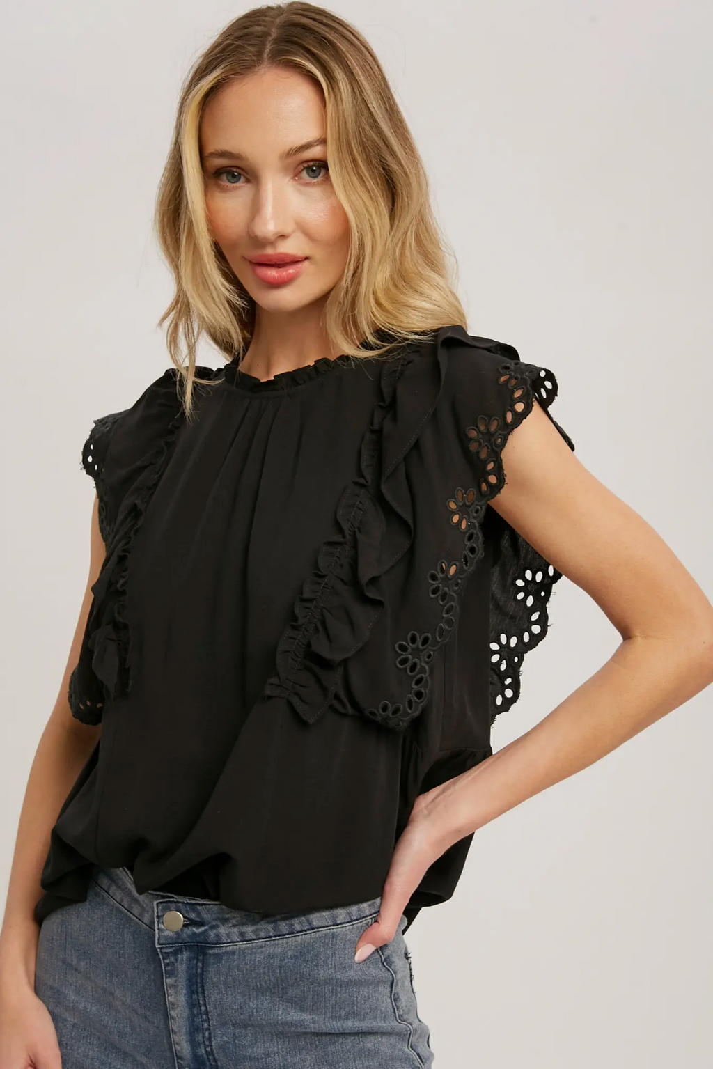 BLUIVY EYELET LACE BLOUSE