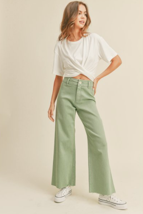 MIOU MUSE OLIVE WIDE LEG PANTS