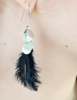 WORLDFINDS DISC FEATHERED EARRINGS