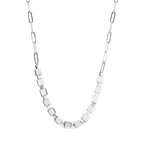 MARLYN SCHIFF LINK NECKLACE WITH SQUARE BEADS