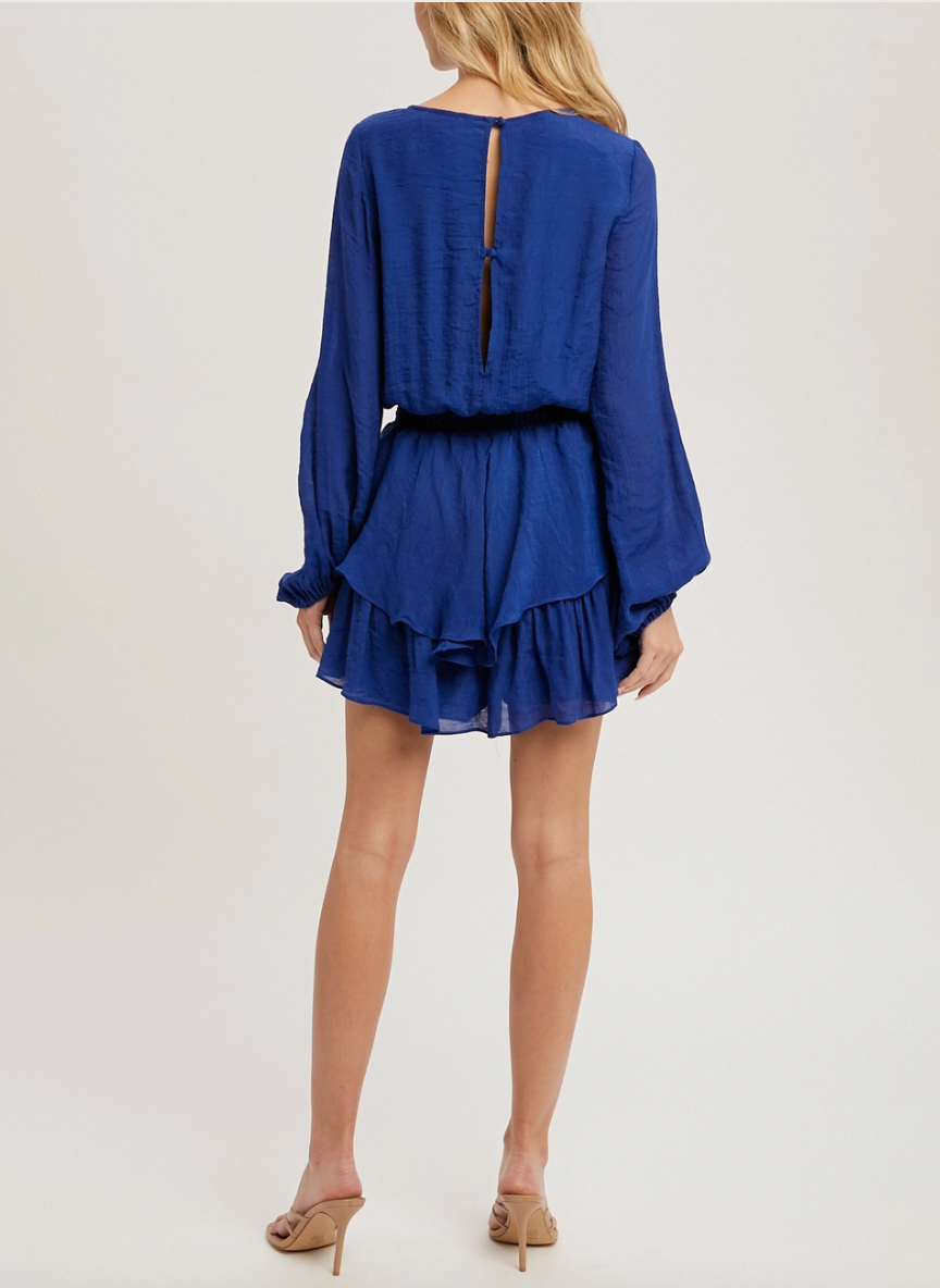 BLUIVY TIERED FLOUNCE SOLID ROMPER