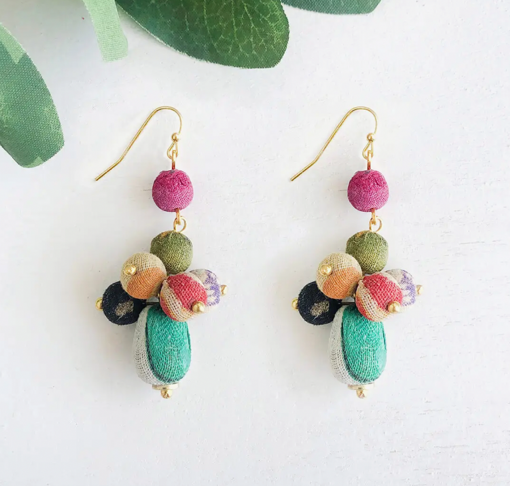 WORLDFINDS KANTHA TIERED DROPLET EARRINGS