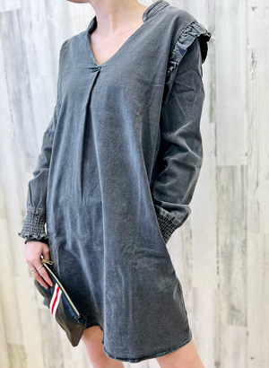 MAZIK BLACK DENIM DRESS
